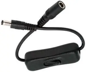 DC Power Switch Extension Cable DC 5.5x2.1mm Male to Female with On/Off Power Switch Button DC 5V Power Extension Cable, Black, CY-PW-012-DC