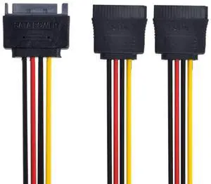 SATA Power Cable,SATA II Hard Disk 15Pin Male 1 to 2 Female Splitter Extension Power Cable for SSD HDD 5V 12V