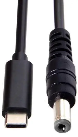 Type C USB-C Input to Rectangle 5.5x2.1mm Cable Cord for Laptop Notebook 1.8M