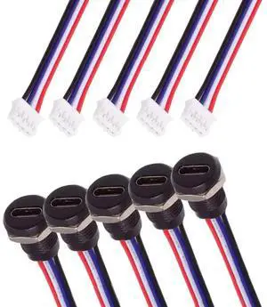 5 Pack 2.0mm Pitch 4Pin to USB C Female DC 5V 3A Charging Socket Port Conversion Cable Adapter with Waterproof Dustproof Rubber Plug 5 Pack 2.0mm Pitch 4Pin to USB C Female DC 5V 3A Charging Socket Port Conversion Cable Adapter with Waterproof Dustproof Rubber Plug