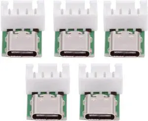 5 Pack USB C DIY Connector, Pitch 2.54mm Vertical 4Pin to USB 2.0 Type C Female Socket Port Repair Replacement Solder Adapter with Wafer Socket 5 Pack USB C DIY Connector, Pitch 2.54mm Vertical 4Pin to USB 2.0 Type C Female Socket Port Repair Replacement Solder Adapter with Wafer Socket