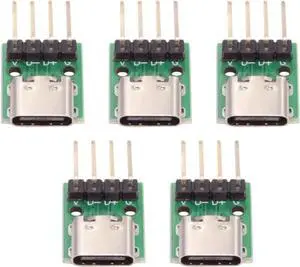 5 Pack USB C DIY Connector, Pitch 2.54mm 4Pin to USB 2.0 Type C Female Socket Port Repair Replacement Solder Adapter 5 Pack USB C DIY Connector, Pitch 2.54mm 4Pin to USB 2.0 Type C Female Socket Port Repair Replacement Solder Adapter