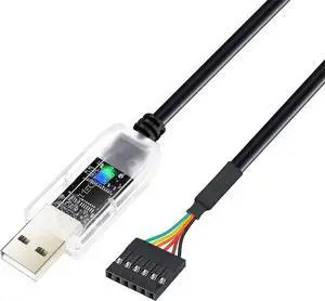 USB to TTL Adapter FTDI Chip 5V 6 Pin USB to UART Debug Cable FT232RNL IC Serial Converter 6ft LED Indicators Output 5 Volt for Windows 11 10 8 7 XP MAC Linux Easy Debugging and Programming