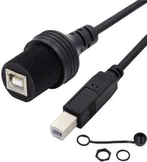 USB 2.0 Type B Printer Scanner Flush Mount Male to Female Extension Cable for Car Dashboard Panel Mount Waterproof Dustproof