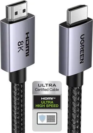 UGREEN 8K HDMI 2.1 Cable 48Gbps 3.3FT, Certified Ultra High Speed HDMI Cord Aluminum, 4K@240Hz 120Hz 10K 8K@60Hz, HDCP 2.2&2.3, eARC HDR 10 Dolby Compatible with PS5/Blu-ray/Roku TV/Switch 2/Mac mini UGREEN 8K HDMI 2.1 Cable 48Gbps 3.3FT, Certified Ultra High Speed HDMI Cord Aluminum, 4K@240Hz 120Hz 10K 8K@60Hz, HDCP 2.2&2.3, eARC HDR 10 Dolby Compatible with PS5/Blu-ray/Roku TV/Switch 2/Mac mini