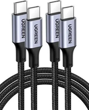 UGREEN USB C to USB C Cable, 100W 2-Pack USB C Charger Cable for iPhone 17/17 Plus/17 Pro/17 Pro Max/16, MacBook Pro, iPad Pro, D-ELL XPS, SAM-SUNG Galaxy S25/S24/S23 Ultra, Switch, Pixel, 1.6FT Black