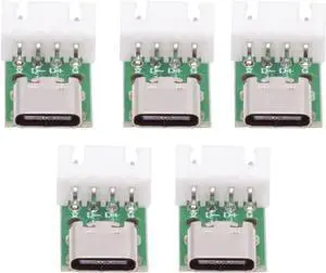 5 Pack USB C DIY Connector, Pitch 2.54mm 4Pin to USB 2.0 Type C Female Socket Port Repair Replacement Solder Adapter with Wafer Socket 5 Pack USB C DIY Connector, Pitch 2.54mm 4Pin to USB 2.0 Type C Female Socket Port Repair Replacement Solder Adapter with Wafer Socket