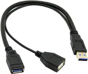 USB 3.0 Splitter Y Cable USB 1 Male to 2 Female Extra Power Data Extension Cable for 2.5" Mobile Hard Disk
