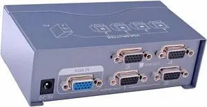 4 Port VGA Splitter Box Video Distribution Duplicator for 1 PC to Multiple Monitors Projector
