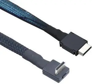PCIe Oculink SFF-8611 4I 42P to SFF-8611 4I 90° High-Speed Server Cable, 32AWG 24G Copper Wire Harness (0.5M/19.68in)