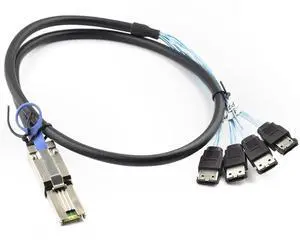 Mini SAS HD SFF-8088 26P to 4×eSATA 7P Female External Server Hard Drive Cable, 28AWG 6G High-Speed Copper Wire Harness (2M/78.74)