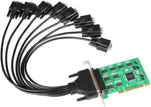MM-PCI16C1058-8S PCI to 8-Port RS232 Serial Adapter Card 926.1Kbps Desktop COM Port with 1 to 8 DB9 Serial Cable Support PCIIRQ Sharing