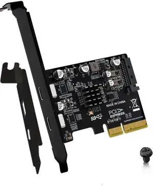 PH65CC PCIE3.0 to USB3.1 + USB-C Expansion Card 10Gbps with Full and Half Baffle Support PCI-E X4 X8 X16