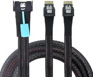 Slimline SAS 8i to Dual SFF 8654 4i Server Cable \u2013 24Gbps High Speed Data Transfer Cord, 85 Ohm Impedance (0.5M) Slimline SAS 8i to Dual SFF 8654 4i Server Cable \u2013 24Gbps High Speed Data Transfer Cord, 85 Ohm Impedance (0.5M)