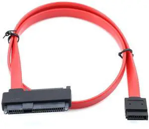 SATA to SAS SFF-8482 Hard Drive Data Cable Compatible with Server HDD SSD 29+15 Pin to 7 Pin Female, 26AWG High Speed 6Gbps, Red Flat Connector (0.5m)