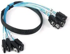 4X SATA to 4X SATA 4.0 Cable, 7Pin Female 180° with Braided Shield, High-Speed 12Gbps Hard Drive Data Cable \u2013 Compatible with PC Case, Server, Workstation, RAID Storage (1m/39.37in)