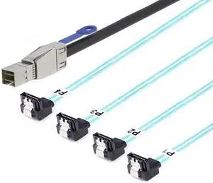 Mini SAS HD SFF-8644 to 4X SATA 7Pin Female 90 Degree Cable with IC \u2013 6Gbps High Speed 28AWG Server Hard Drive Connector for RAID Controller, HDD, SSD (1m/39.37in) Mini SAS HD SFF-8644 to 4X SATA 7Pin Female 90 Degree Cable with IC \u2013 6Gbps High Speed 28AWG Server Hard Drive Connector for RAID Controller, HDD, SSD (1m/39.37in)