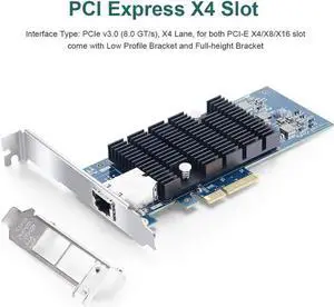 10Gb PCI-E Network Card Compatible for Intel X550-T1, Single RJ45 Copper Port, with Intel X550-AT2 Controller, 10G PCI Express LAN Adapter NIC Support Windows Server, Win 7/8/10/Visa, Linux, Vmware 10Gb PCI-E Network Card Compatible for Intel X550-T1, Single RJ45 Copper Port, with Intel X550-AT2 Controller, 10G PCI Express LAN Adapter NIC Support Windows Server, Win 7/8/10/Visa, Linux, Vmware