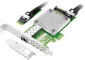 M.2 to 10GbE SFP+ NIC, Single SFP+ Port with In-tel 82599 chip, M.2 + M Key + SFF-8087 with 35cm(13.7in) Cable, 10 Gigabit Network Card for Windows, Linux, UEFI