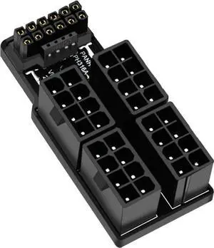 PH316-48 4 * 8P to ATX3.0 12VH-PWR 12+4P 180 Degree Power Steering Connector 600 W for 40 Series Graphics Card, Black (A Type)