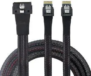PCIe SlimSAS LP Low Profile SFF-8654 8i to Dual SFF-8654 4i Cable 12G High-Speed Server Interconnect (0.8M) PCIe SlimSAS LP Low Profile SFF-8654 8i to Dual SFF-8654 4i Cable 12G High-Speed Server Interconnect (0.8M)