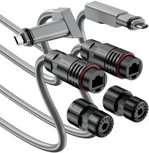 Gen 2 Extension Adapter Cable Kit IP68 20-Pin to CAT6 Run, 1 m Pigtail, Compatible with Starlink Standard (V2) Dish & Router, Up to 175 ft