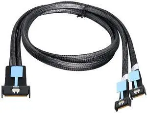 Gen5 Slimline MCIO 8i 5.0 SFF-8654 8I to Dual SFF-8654 4I Cable, 0.5m/19.7in & 1m/39.4in, 32G High-Speed Copper Wire Harness (1m/39.37in)