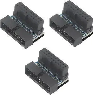 3Pcs PH19 Motherboard USB 3.0 19P 20P to 90-Degree Connector Adapter Vertical Header to Right Angle Adapter for Desktop Chassis CPU Wiring Beautification (PH19B - Black)