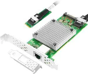 M.2 to 10GbE RJ45 NIC, Single RJ45 Port with In-tel 82599 chip, M.2 + M Key + SFF-8087 with 35cm(13.7in) Cable, 10 Gigabit Network Card for Windows, Linux, UEFI