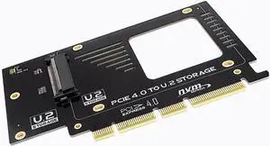 PCIe X4 x16 to U.2 NVMe Adapter Card 32Gbps/64Gbps High Speed Expansion Support U.2 SSD Compatible with PCIe X4 X8 X16 Slots (PCIE 4.0 X16 Card)
