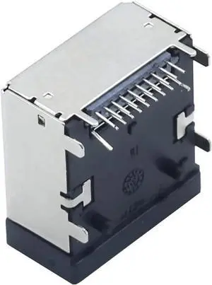 E-Type 19 Pin Female 90 Degree Board Mount Shockproof Connector Compatible with HDMI 8K Ultra HD Anti-Vibration Automotive Connector, Durable PCB Mounting Interface E-Type 19 Pin Female 90 Degree Board Mount Shockproof Connector Compatible with HDMI 8K Ultra HD Anti-Vibration Automotive Connector, Durable PCB Mounting Interface