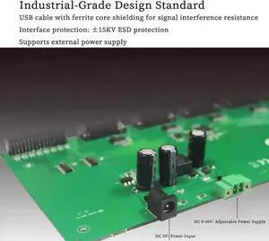USB2.0 to 8-Port RS232 Serial Converter, Industrial-Grade DB9 Serial Adapter Hub with FTDI Chip ±15kV ESD Protection for POS, ATM, Factory Automation