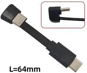 Ultra Slim Flat USB-C Type-C Male to Female Extension Power USB2.0 Data Cable Opposite U Shape Back Angled 65W Fast Charge for Laptop Tablet Phone