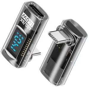 Type-C Smart LED Display USB-C Male to Female Extension Adapter USB4.0 40Gbps 140W Up Down Angled 90 Degree Current Voltage Monitoring Type-C Smart LED Display USB-C Male to Female Extension Adapter USB4.0 40Gbps 140W Up Down Angled 90 Degree Current Voltage Monitoring