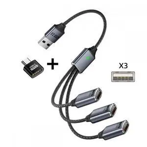 Cable USB 2.0 Type-A to 3 Ports Hub Cable Bus Power 1 to 3 Data for Laptop Desktop Phone Mouse Keyboard Printer Disk Cable USB 2.0 Type-A to 3 Ports Hub Cable Bus Power 1 to 3 Data for Laptop Desktop Phone Mouse Keyboard Printer Disk