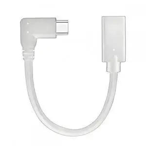 Cable White USB-C Type-C Male to Female Extension Power USB2.0 Data Cable 90 Degree Left Right Angled 65W Fast Charge for Laptop Tablet Phone