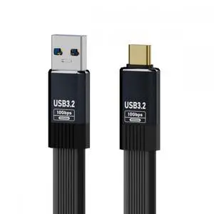 Cable USB3.1 Type-A Male to Type-C Male 10Gbps Flat Slim FPC USB-C Data Power Cable 5V3A for Laptop Phone Disk (20cm)