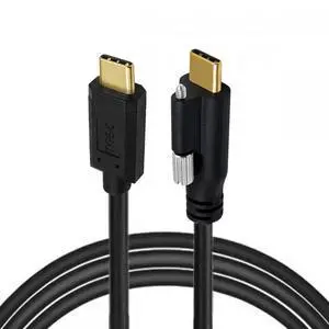 Cable USB 3.1 Type-C Male to Single Thumbscrew Locking USB-C 10Gbps Data 4K Cable Panel Mount Type