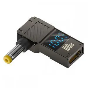 Cable Type-C USB-C Input to DC 5.5x2.5mm Jack Smart LED Display 100W Output Power 20V 5A PD Charge 65W Adapter for Laptop Cable Type-C USB-C Input to DC 5.5x2.5mm Jack Smart LED Display 100W Output Power 20V 5A PD Charge 65W Adapter for Laptop