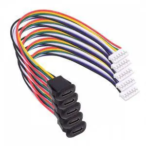 5pcs/set DIY OEM Type C Female Socket to 6Pin Header Cable Pitch=2.0mm Latch Mount Type DC 5V/20V PD Power