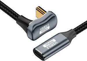 3.0M Opposite U Shape Back Angled USB-C USB 3.1 Type C Male to Female Extension Data Cable 10Gbps 100W with Sleeve