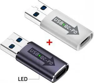 2pcs/lot USB 2.0 A Male QC to PD USB-C Type C Female 5Gbps Data Power Adapter for Laptop Tablet Phone