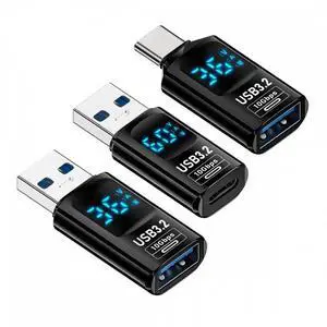 3pcs/lot Type-C Smart LED Display USB-C to USB3.2 Type-A Adapter 10Gbps Data Current Voltage Fast Charging Monitoring Display Tester Detector 3pcs/lot Type-C Smart LED Display USB-C to USB3.2 Type-A Adapter 10Gbps Data Current Voltage Fast Charging Monitoring Display Tester Detector