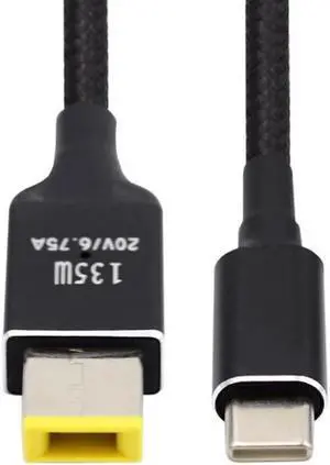 Type-C USB-C 135W to DC Rectangle 11.0*4.5mm Power PD Charge Cable for Thinkpad X1 Legion Y7000P Laptop DC20V 6.25A