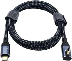 3.0M USB-C 240W Type-C Cable 480Mbps 48V 5A Low Profile Angled 90 Degree Compatible with USB2.0 100W Charging for Laptop Tablet Phone