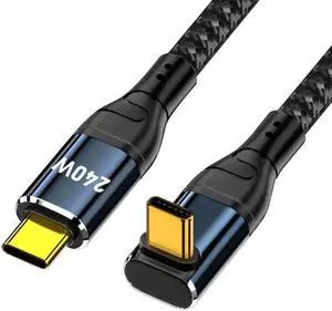 3.0M USB-C 240W Type-C Cable 480Mbps 48V 5A Up Down Angled 90 Degree Compatible with USB2.0 100W Charging for Laptop Tablet Phone