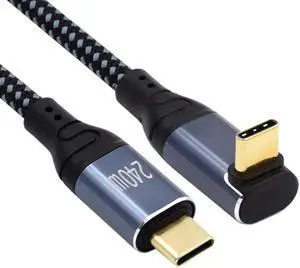 0.5M USB-C 240W Type-C Cable 480Mbps 48V 5A Up Down Angled 90 Degree Compatible with USB2.0 100W Charging for Laptop Tablet Phone