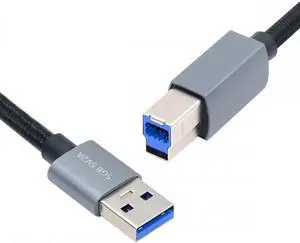 USB 3.0 Type-A Male to Standard 3.0 B Male Cable Silver 5Gbps for Disk SSD Camera Data 30cm
