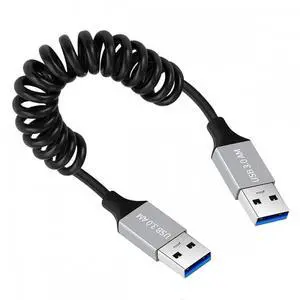 USB 3.0 Type-A Male to USB3.0 A Male Stretch Coiled Cable 100cm Extension 5Gbps for Disk SSD Camera Data