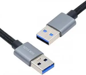 USB 3.0 Type-A Male to USB3.0 A Male Cable Silver 5Gbps for Disk SSD Camera Data 30cm